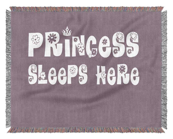 Girls Room Quote Princesss Sleeps Here Dusty Pink Woven Blanket