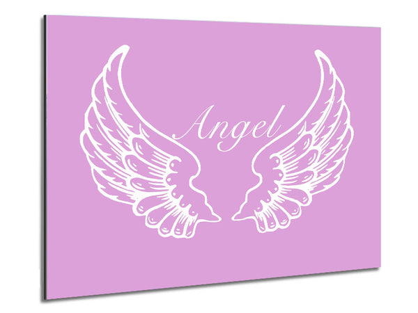 Nursery Quote Angel Wings Pink Metal Print