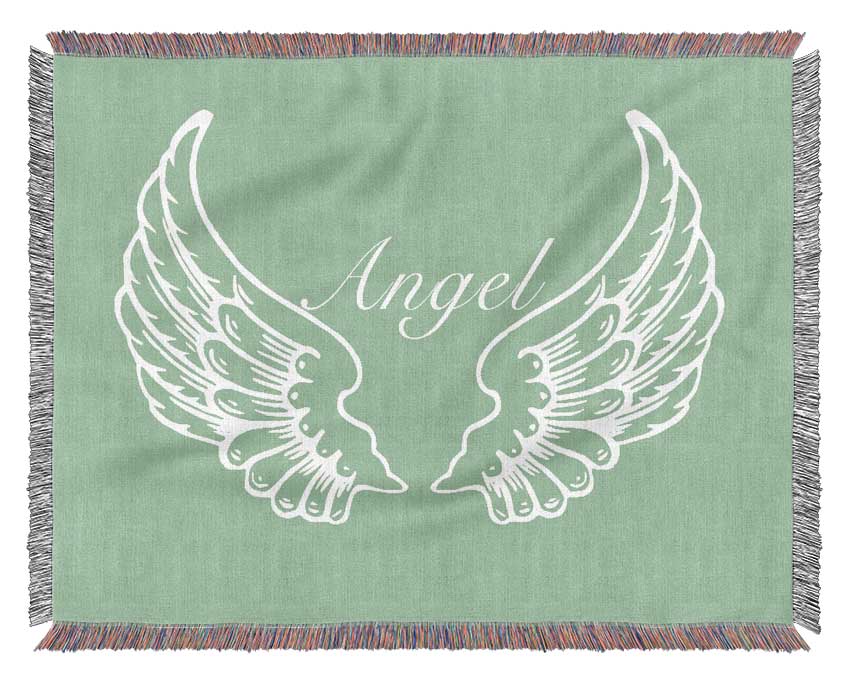Girls Room Quote Angel Wings Green Woven Blanket