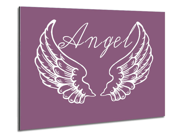 Girls Room Quote Angel Wings 4 Dusty Pink Metal Print