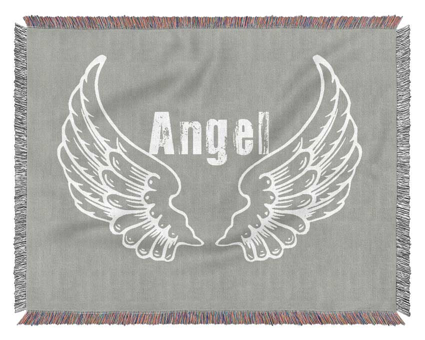 Angel Wings 2 Grey White Woven Blanket
