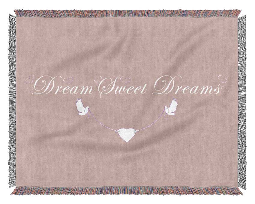 Nursery Quote Dream Sweet Dreams Vivid Pink Woven Blanket