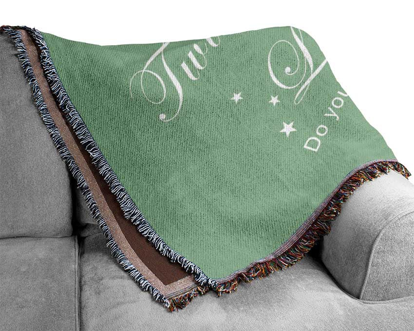 Nursery Quote Twinkle Twinkle Little Star 2 Green Woven Blanket
