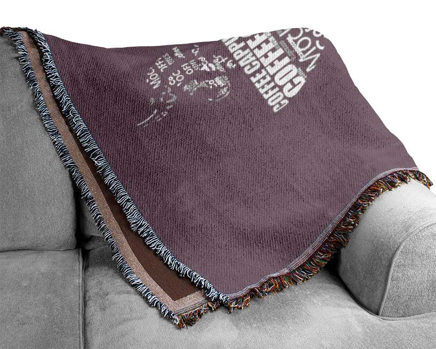 Kitchen Quote Keep Calm And Have A Coffee Dusty Pink Woven Blanket