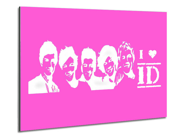 Music Quote I Love 1 Direction Vivid Pink Metal Print