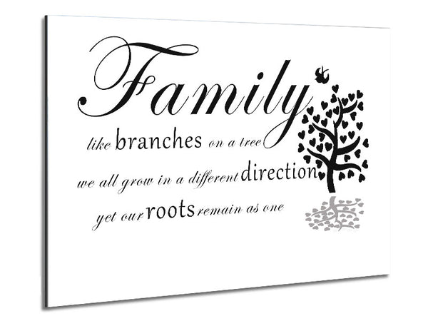 Family Quote Family Like Branches On A Tree White Metal Print