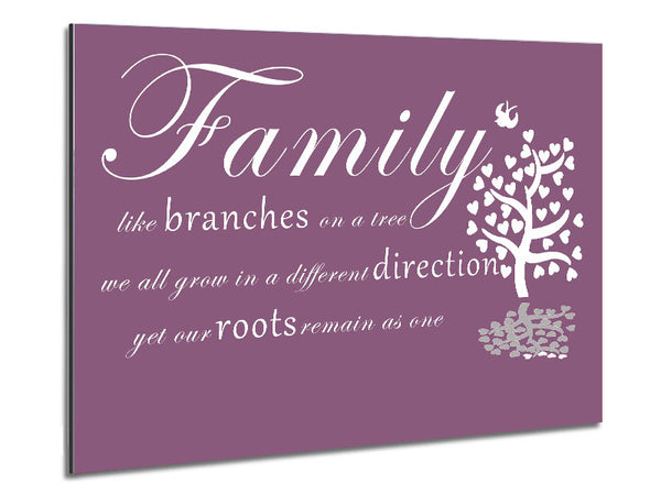 Family Quote Family Like Branches On A Tree Dusty Pink Metal Print