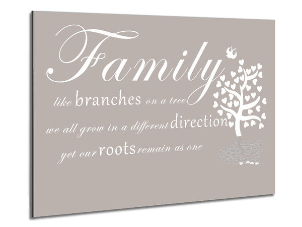 Family Quote Family Like Branches On A Tree Beige Metal Print