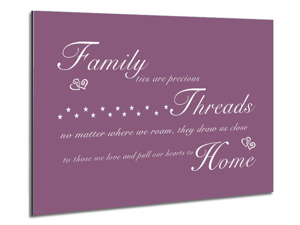 Family Quote Family Ties Are Precious Dusty Pink Metal Print