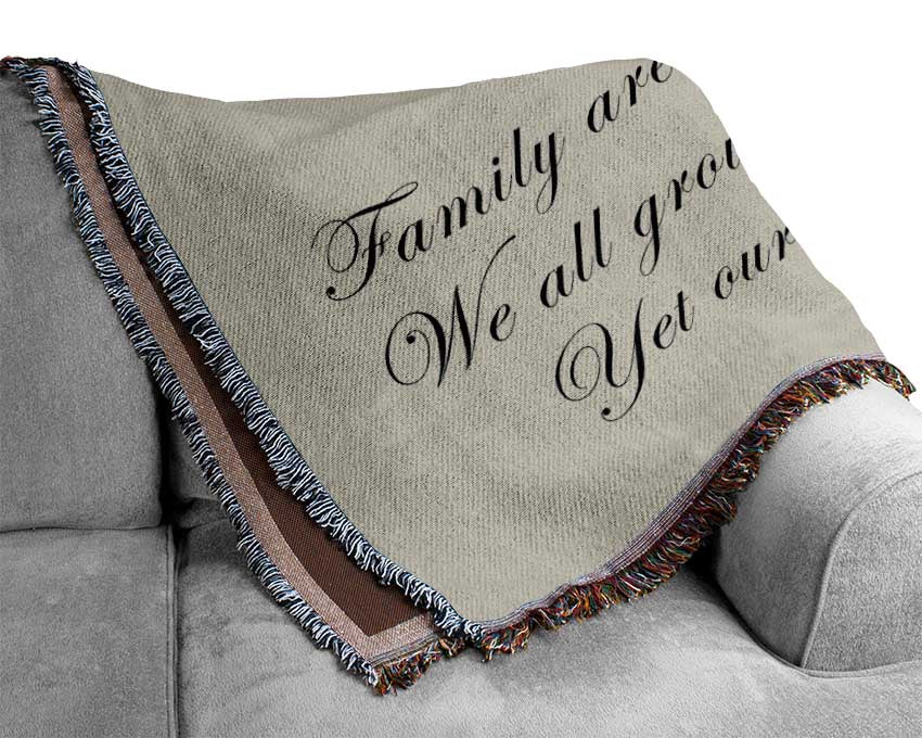 Family Quote Family Are Like Branches Grey Woven Blanket