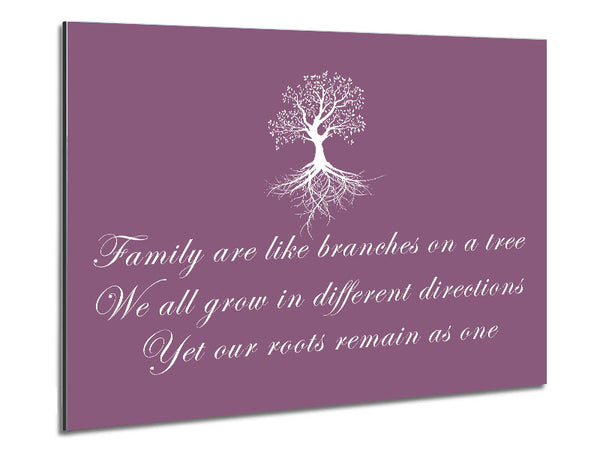 Family Quote Family Are Like Branches Dusty Pink Metal Print