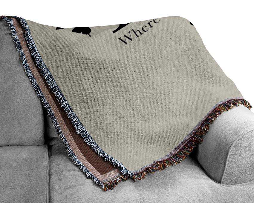 Family Quote Family Where Life Begins Grey Woven Blanket