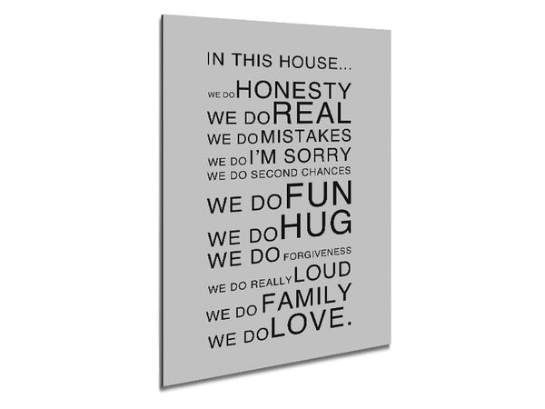 Family Quote In This House Grey Metal Print