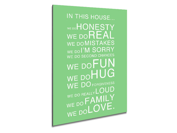 Family Quote In This House Green Metal Print