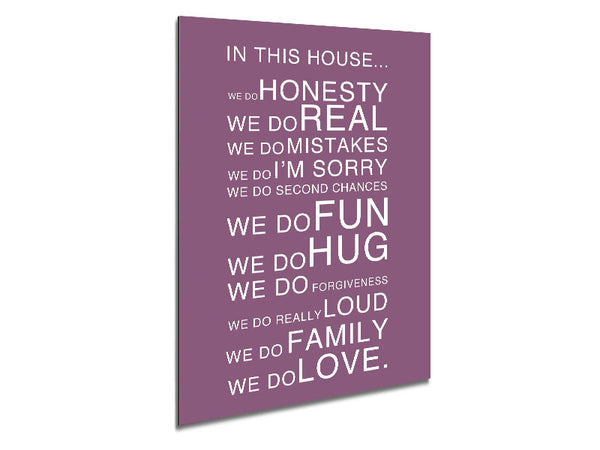 Family Quote In This House Dusty Pink Metal Print