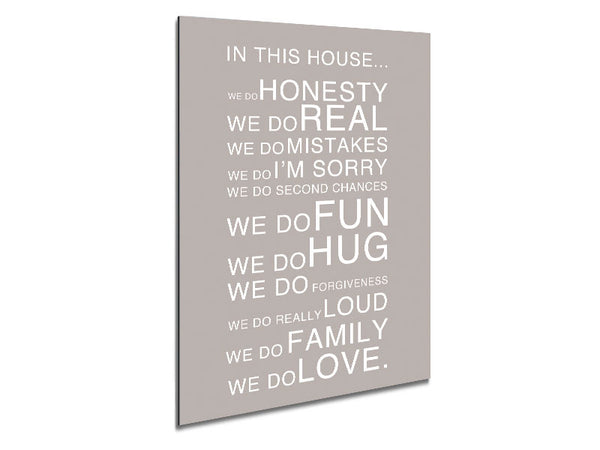 Family Quote In This House Beige Metal Print