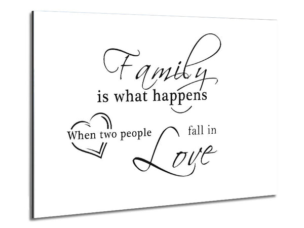 Family Quote Family Is What Happens White Metal Print