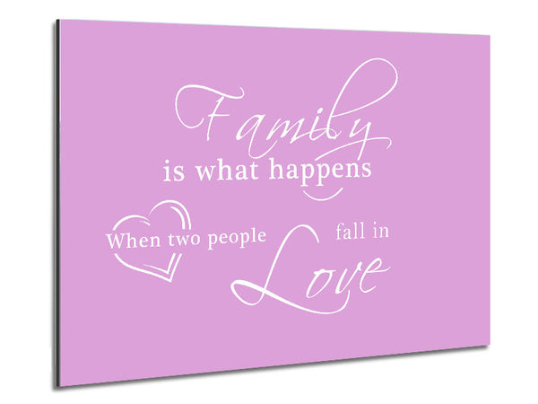 Family Quote Family Is What Happens Pink Metal Print