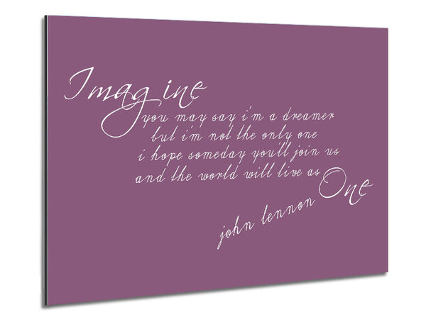 Music Quote Imagine John Lennon Dusty Pink Metal Print