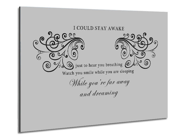 Music Quote I Could Stay Awake Aerosmith Grey Metal Print