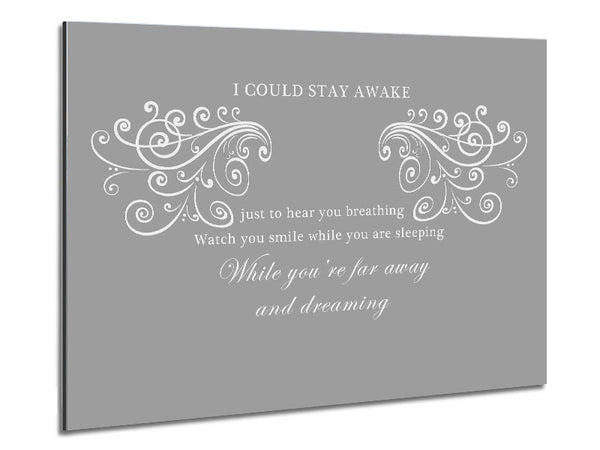 Music Quote I Could Stay Awake Aerosmith Grey White Metal Print