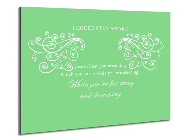 Music Quote I Could Stay Awake Aerosmith Green Metal Print