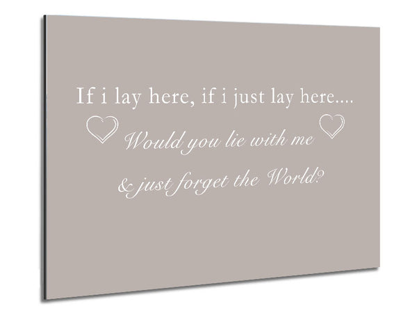 Music Quote If I Lay Here Snow Patrol Beige Metal Print