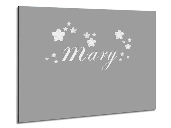 Your Name In Stars Grey White Metal Print