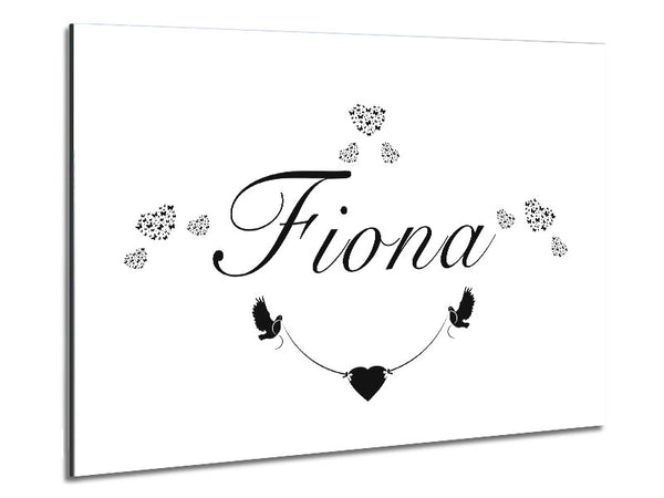 Your Name In Hearts White Metal Print