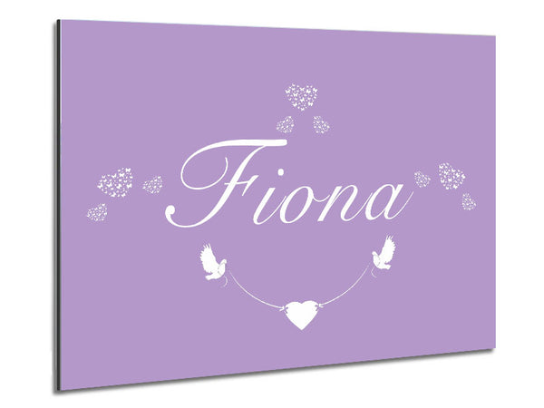 Your Name In Hearts Lilac Metal Print