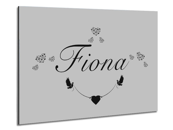 Your Name In Hearts Grey Metal Print
