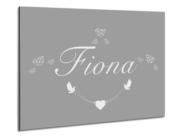 Your Name In Hearts Grey White Metal Print