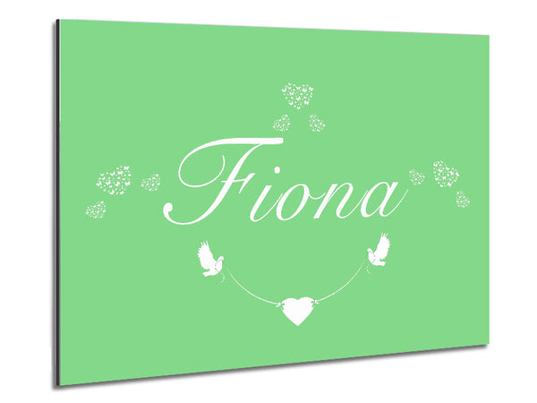 Your Name In Hearts Green Metal Print