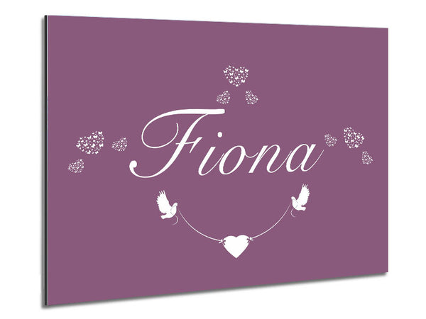 Your Name In Hearts Dusty Pink Metal Print
