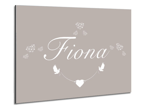 Your Name In Hearts Beige Metal Print