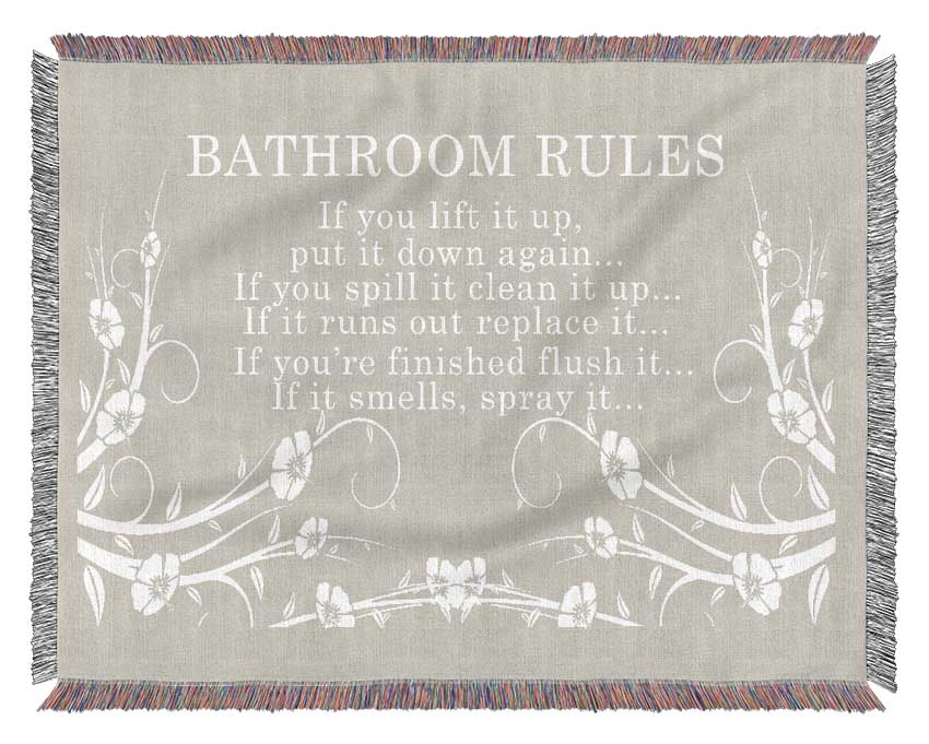 Bathroom Quote Bathroom Rules 2 Pink Woven Blanket