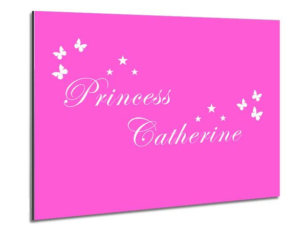 Girls Room Quote Your Own Name Princess Vivid Pink Metal Print