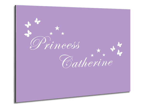 Girls Room Quote Your Own Name Princess Lilac Metal Print