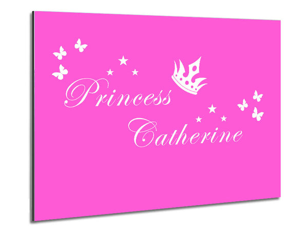 Your Own Name Princess 2 Vivid Pink Metal Print