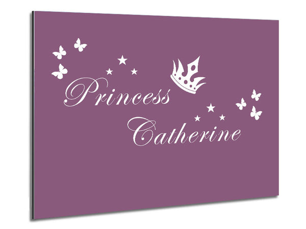 Girls Room Quote Your Own Name Princess 2 Dusty Pink Metal Print