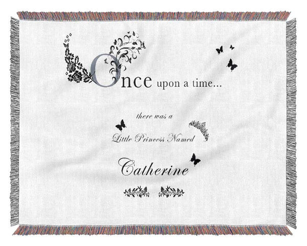 Once Upon A Time Your Name White Woven Blanket
