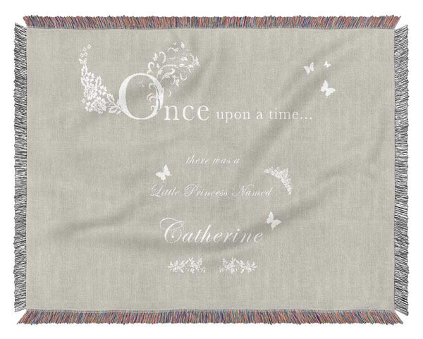 Girls Room Quote Once Upon A Time Your Name Pink Woven Blanket