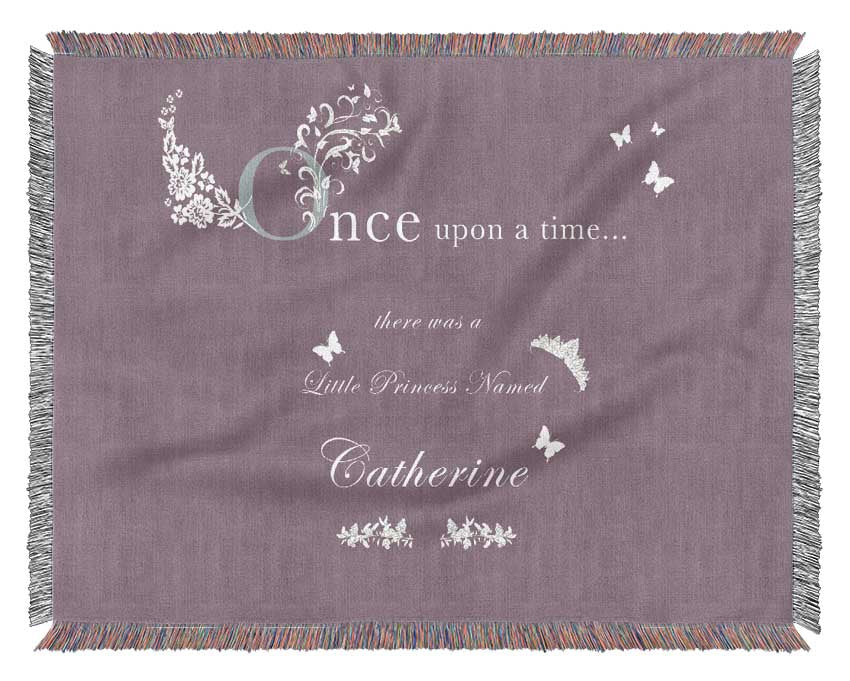 Once Upon A Time Your Name Dusty Pink Woven Blanket
