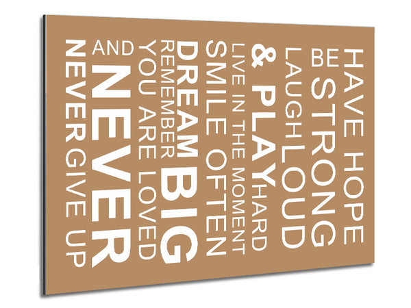 Family Quote Have Hope Be Strong Laugh Loud Beige Metal Print
