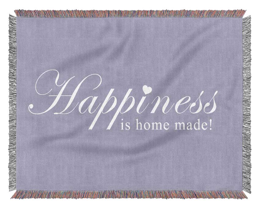 Home Quote Happiness Is Home Made Lilac Woven Blanket