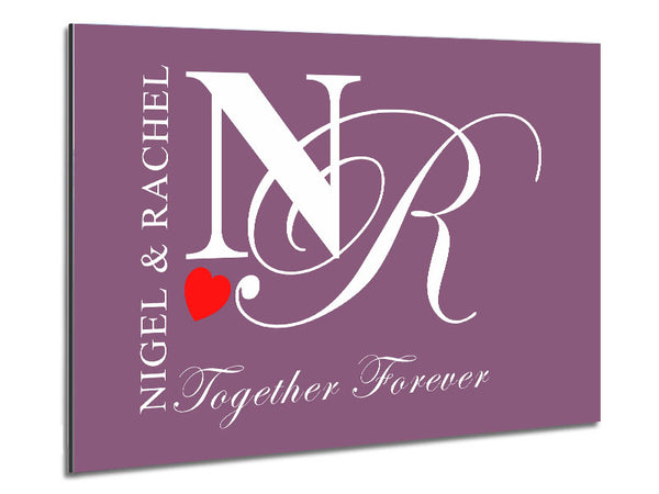 Your Names And Initials Together Forever Dusty Pink Metal Print