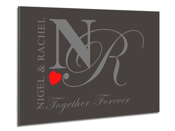 Your Names And Initials Together Forever Chocolate Metal Print