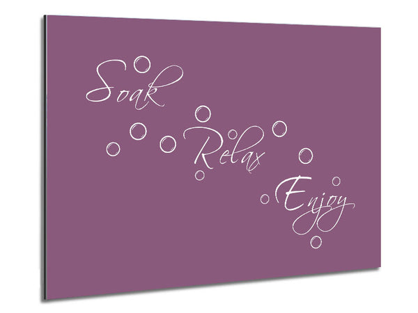 Bathroom Quote Soak Relax Enjoy Dusty Pink Metal Print
