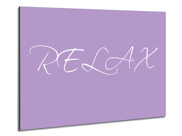 Bathroom Quote Relax Lilac Metal Print
