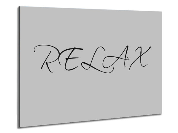 Bathroom Quote Relax Grey Metal Print